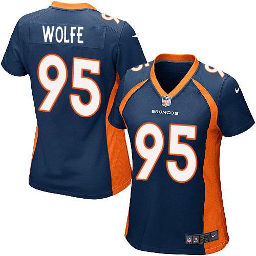 Nike Broncos #95 Derek Wolfe Blue Alternate Women's Stitched NFL New Elite Jersey - Click Image to Close